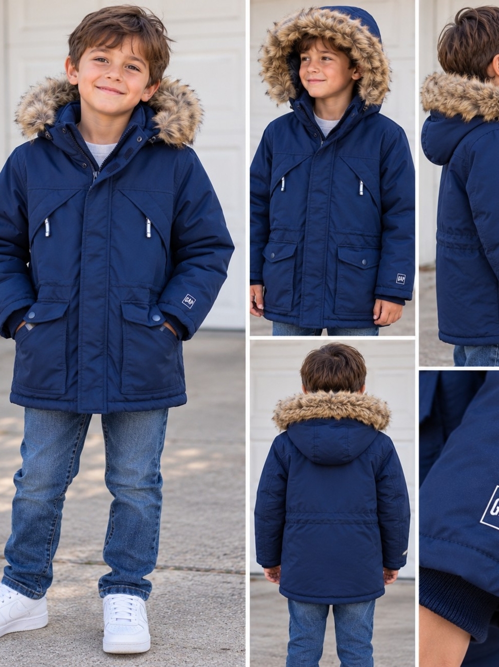 GAP Kids ColdControl Max Primaloft Winter Parka Coat Navy Size M Warmest